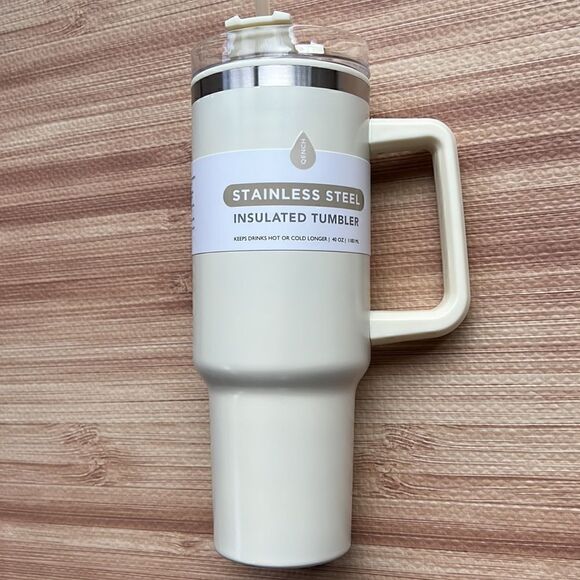 40oz hydraquench tumbler with handle in cream - Picture 4 of 12